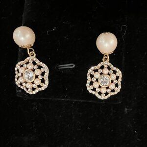 Carolee LUX Pearl and Rhinestone Earrings